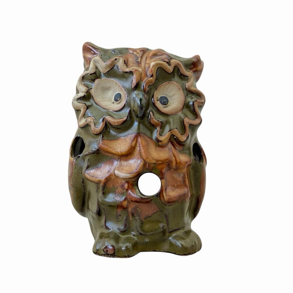 Vintage Owl Tea Light Candle Holder Fairy Lamp, Enesco Japan